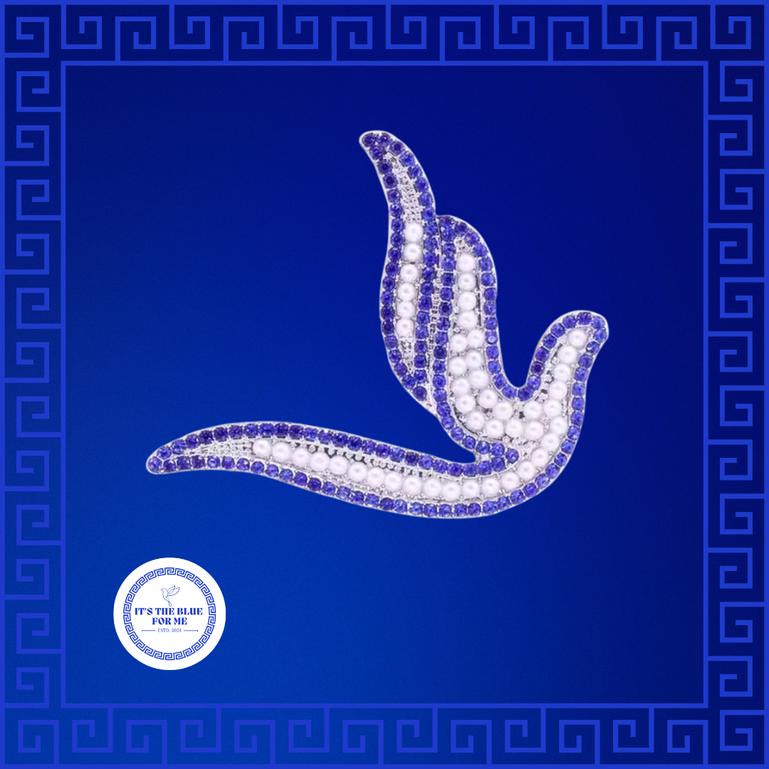 Dove- Blue and White Rhinestone Pin