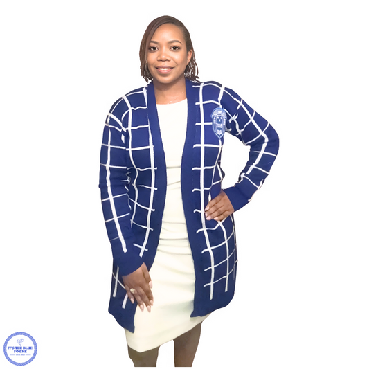ZETA PHI BETA PLAID EMBROIDERED CARDIGAN – Finer Comfort Meets Timeless Style