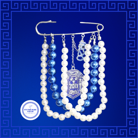 Shield and Pearl Safety Pin Brooch