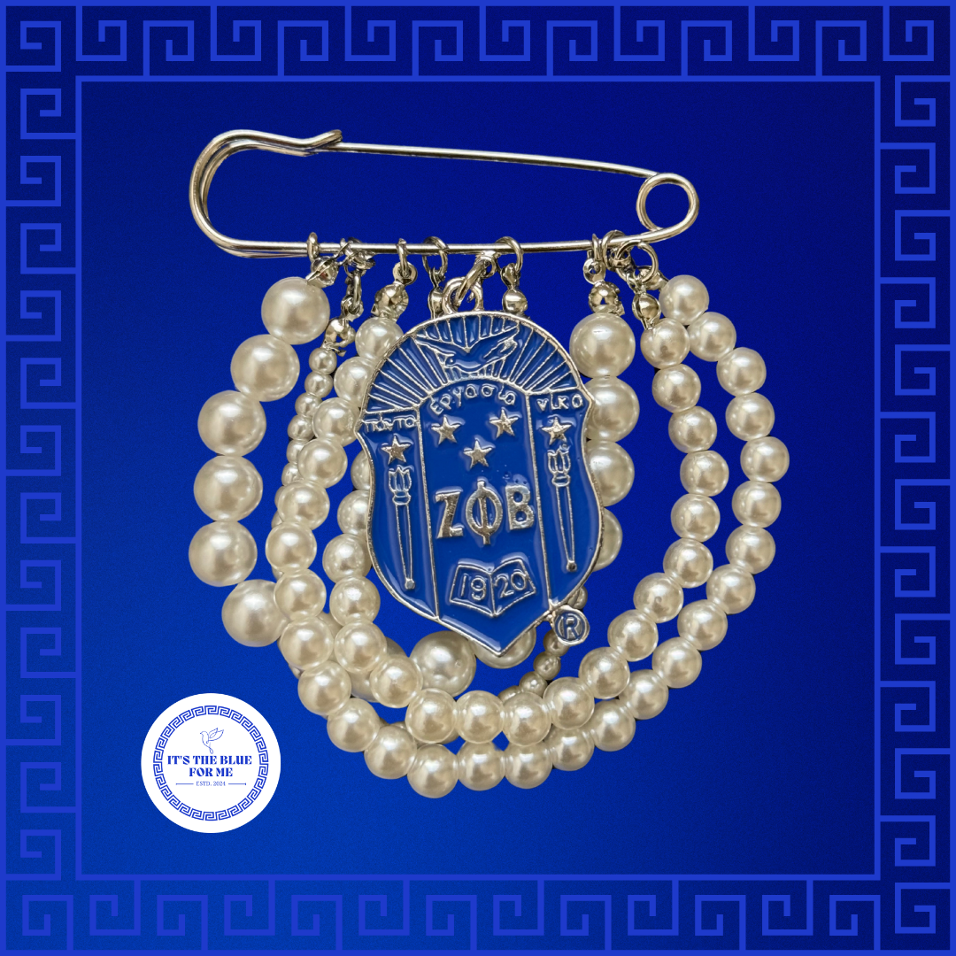 4 Strand Pearl and Shield Safety Pin Brooch